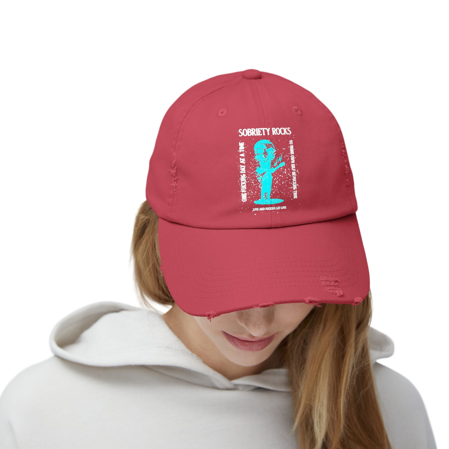 Sobriety Rocks Unisex Distressed Cap