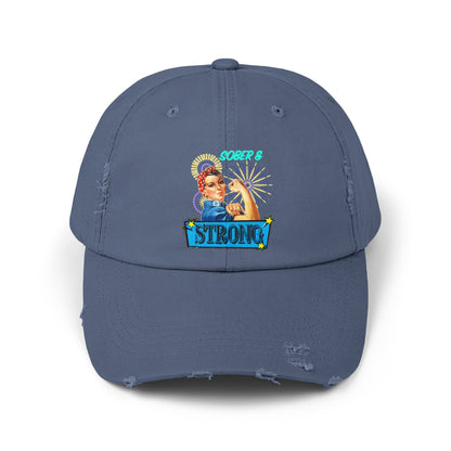 Sober and Strong Vintage Unisex Distressed Cap