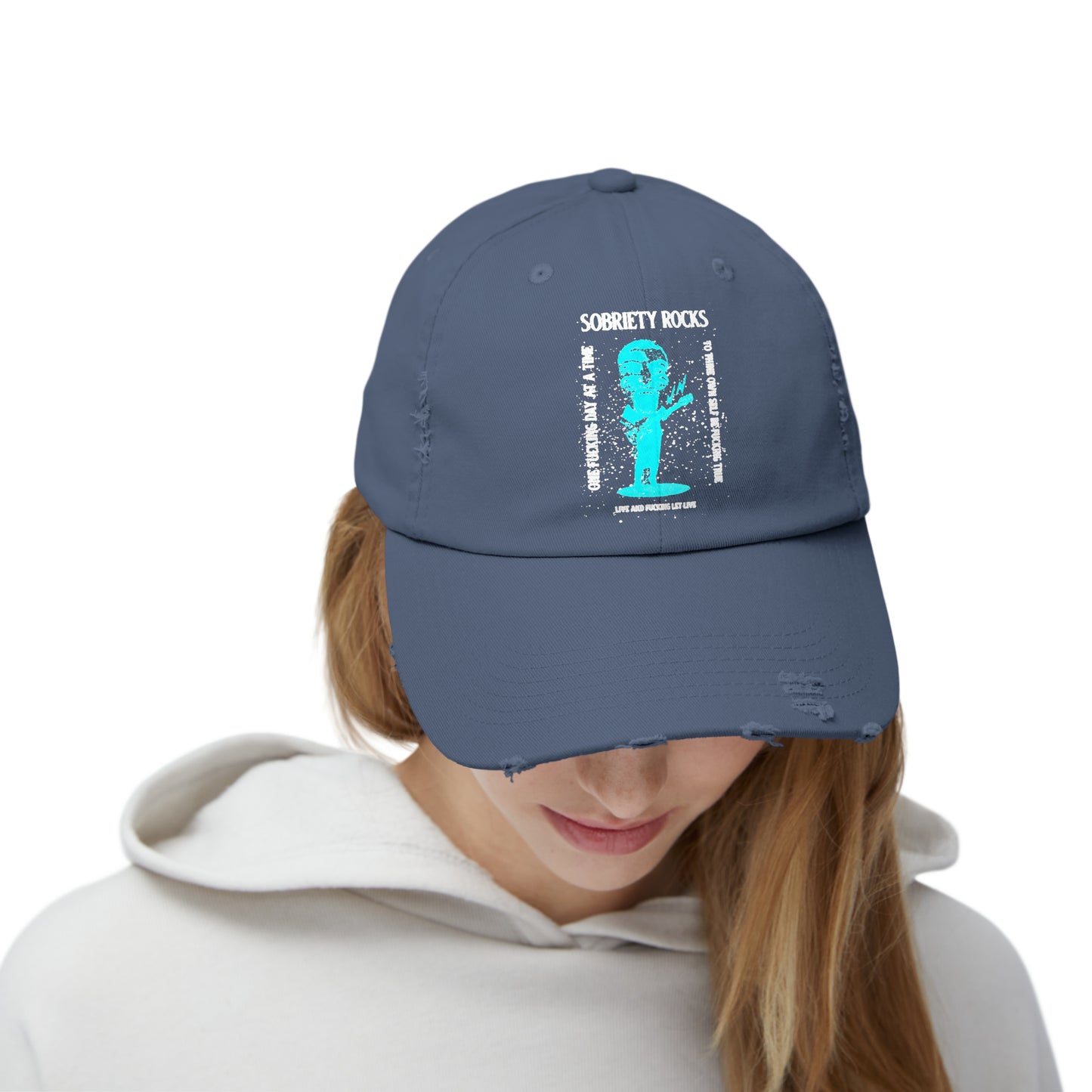 Sobriety Rocks Unisex Distressed Cap