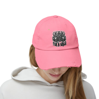 Fuk'n Sober Unisex Distressed Cap