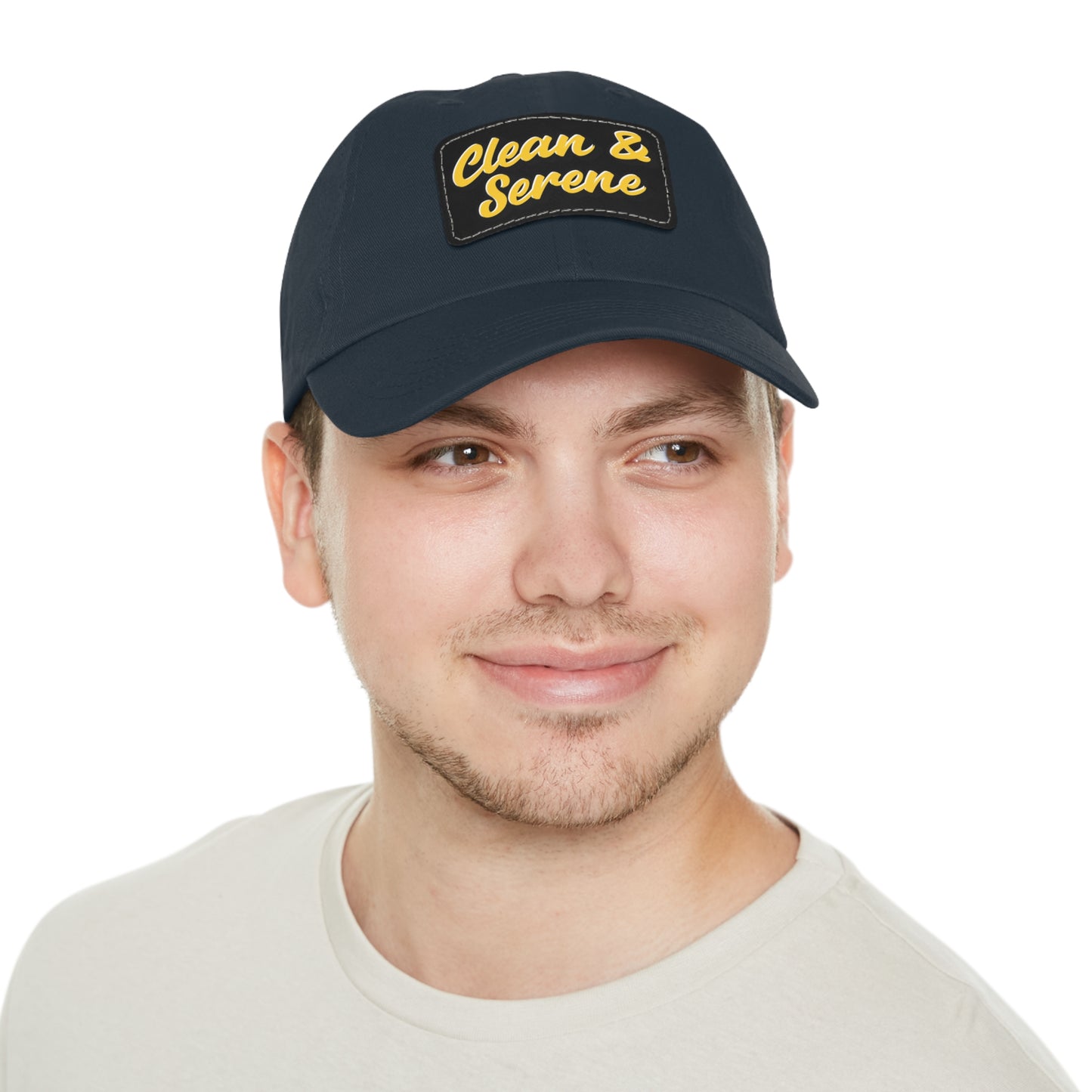 Clean and Serene Dad Hat with Leather Patch (Rectangle)