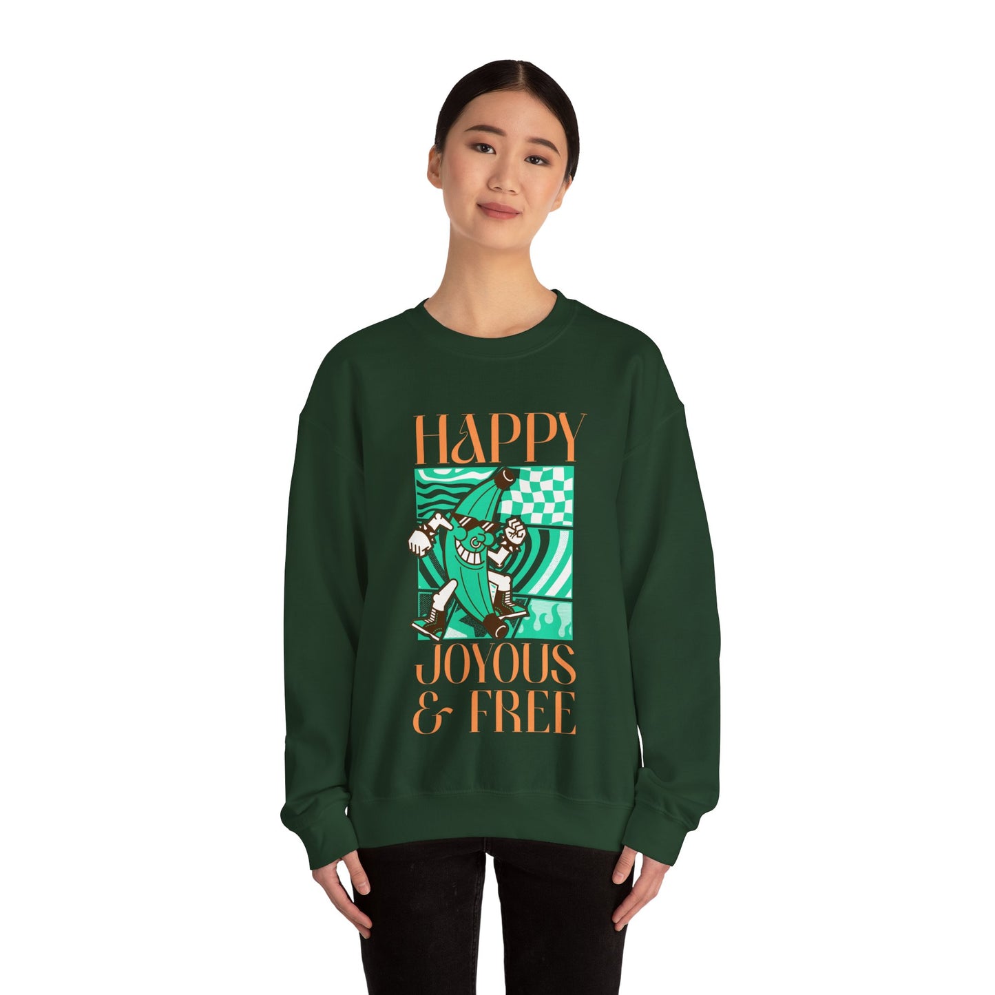 Happy Joyous and Free Unisex Heavy Blend™ Crewneck Sweatshirt