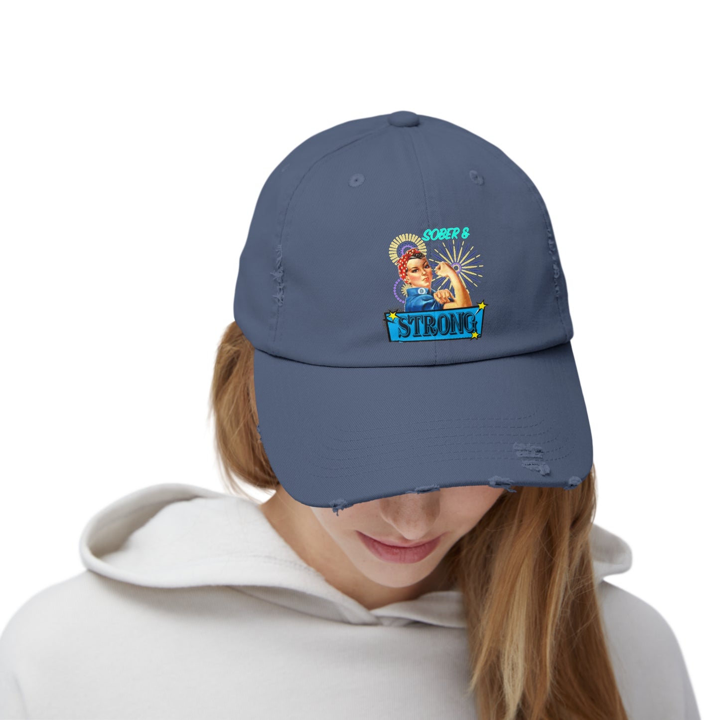 Sober and Strong Vintage Unisex Distressed Cap
