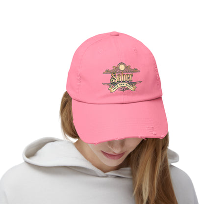 Sober and Grateful Unisex Distressed Cap