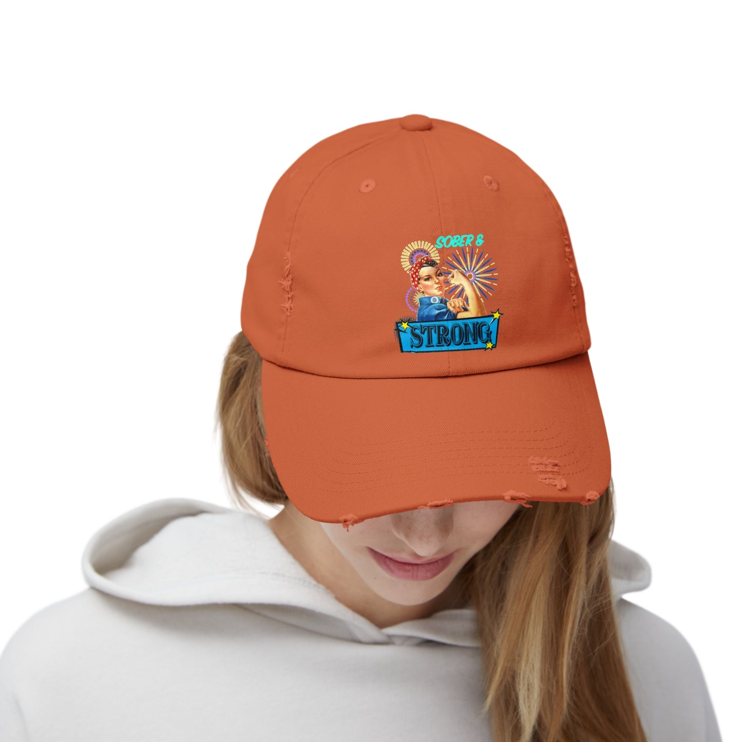 Sober and Strong Vintage Unisex Distressed Cap