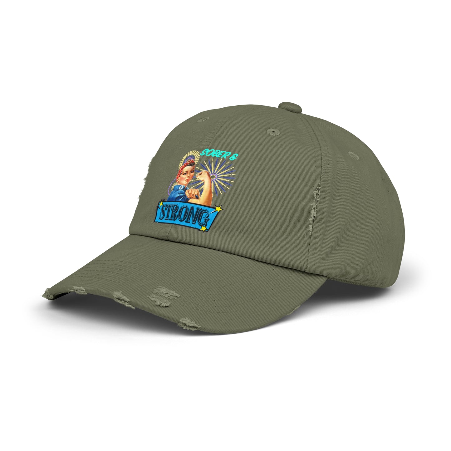 Sober and Strong Vintage Unisex Distressed Cap