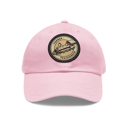 Trainwreck Dad Hat with Leather Patch (Round)