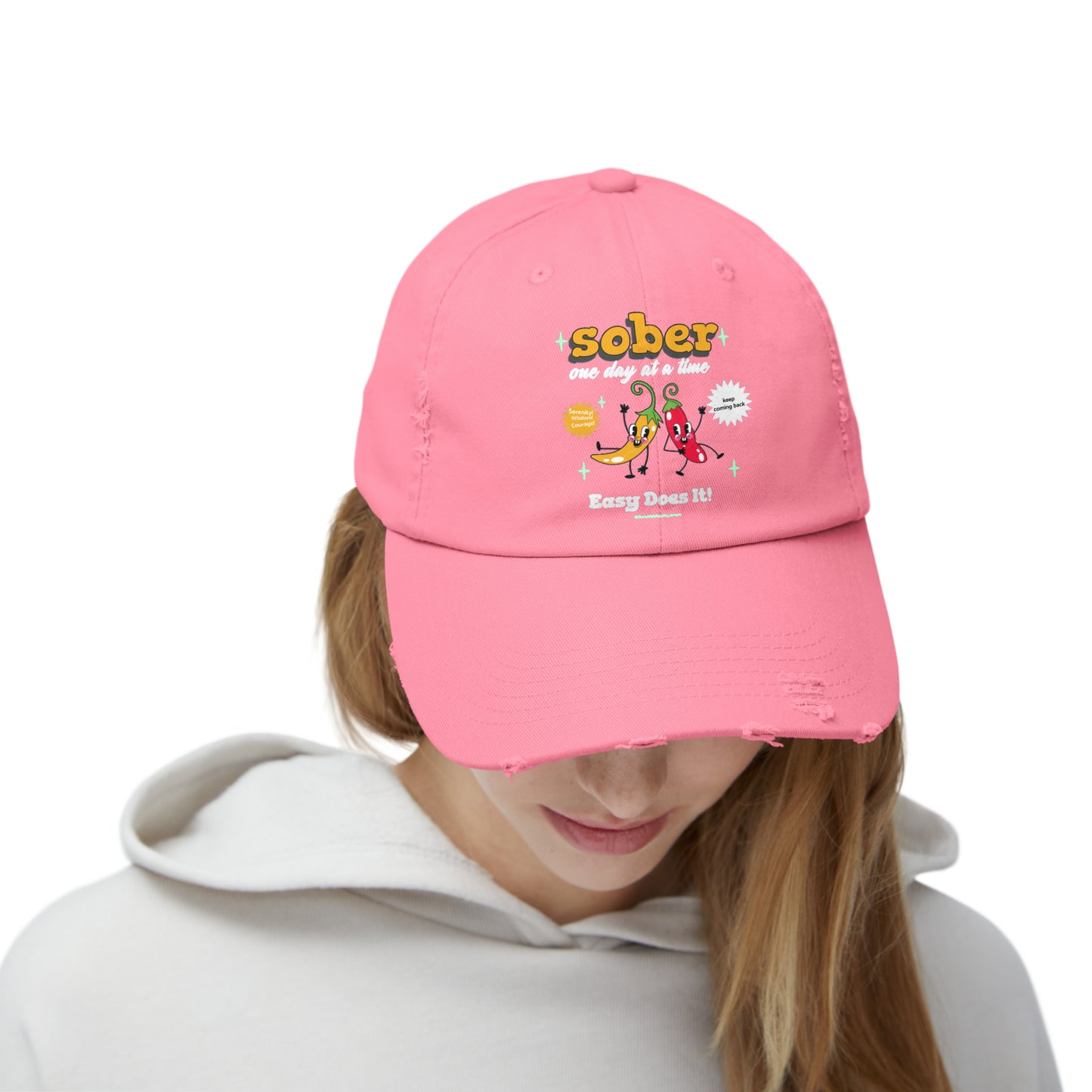 Silly Sober Unisex Distressed Cap