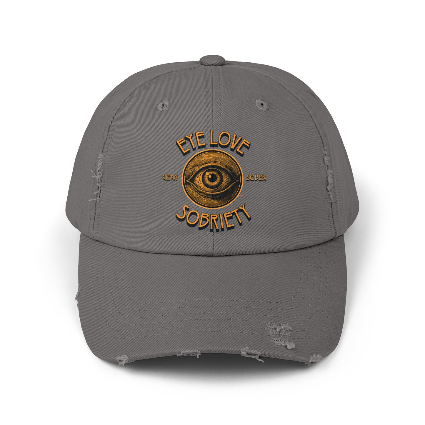 Eye Love Sobriety Unisex Distressed Cap