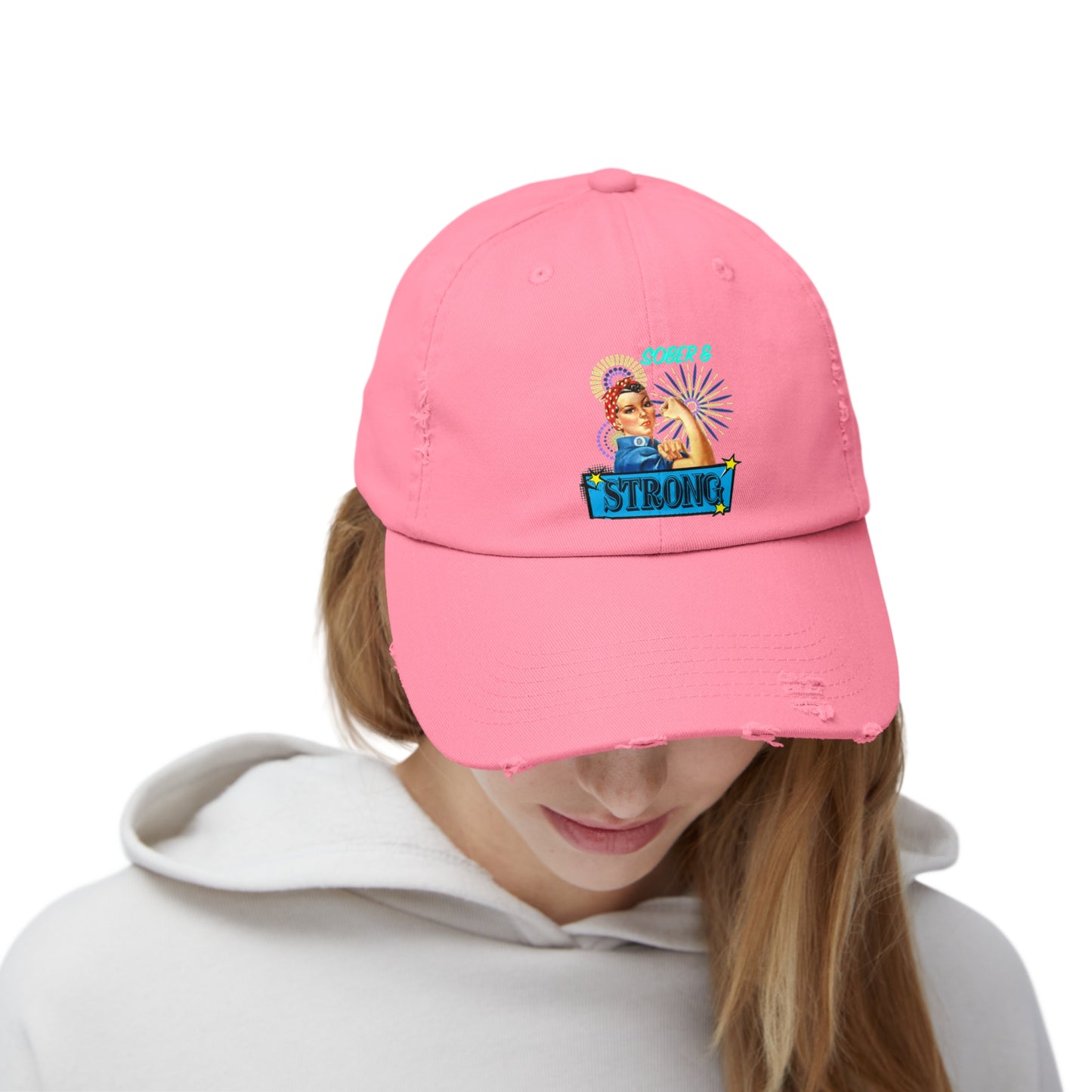 Sober and Strong Vintage Unisex Distressed Cap