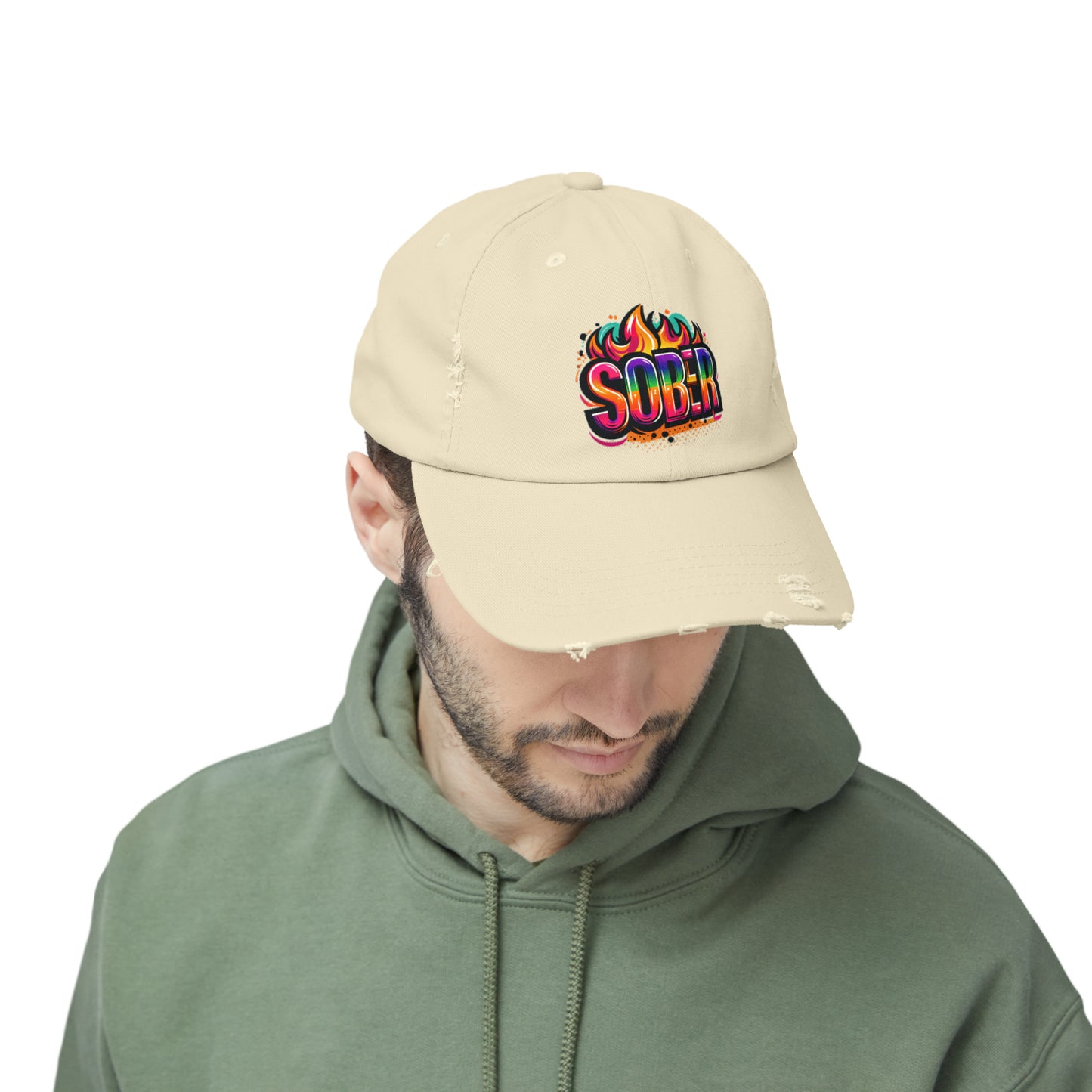 Sober Unisex Distressed Cap