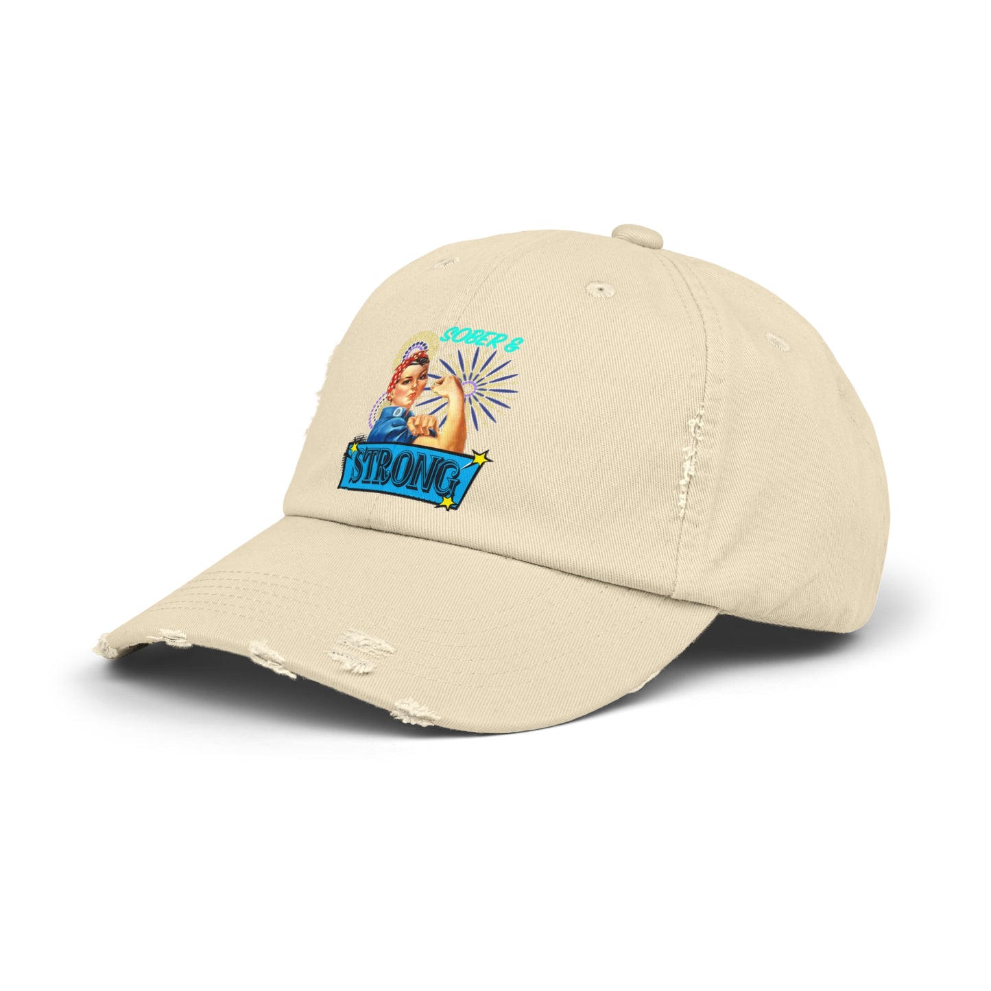 Sober and Strong Vintage Unisex Distressed Cap