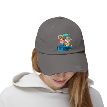 Sober and Strong Vintage Unisex Distressed Cap