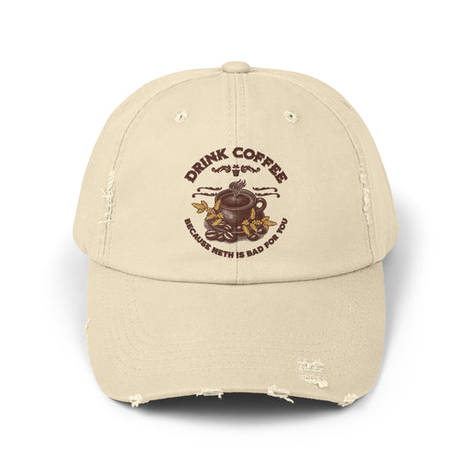 Coffee Unisex Distressed Cap