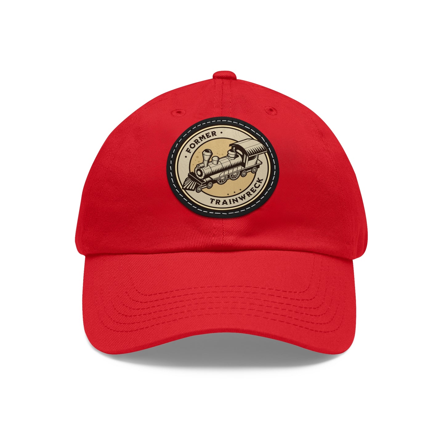 Trainwreck Dad Hat with Leather Patch (Round)