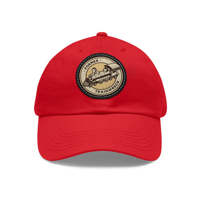 Trainwreck Dad Hat with Leather Patch (Round)