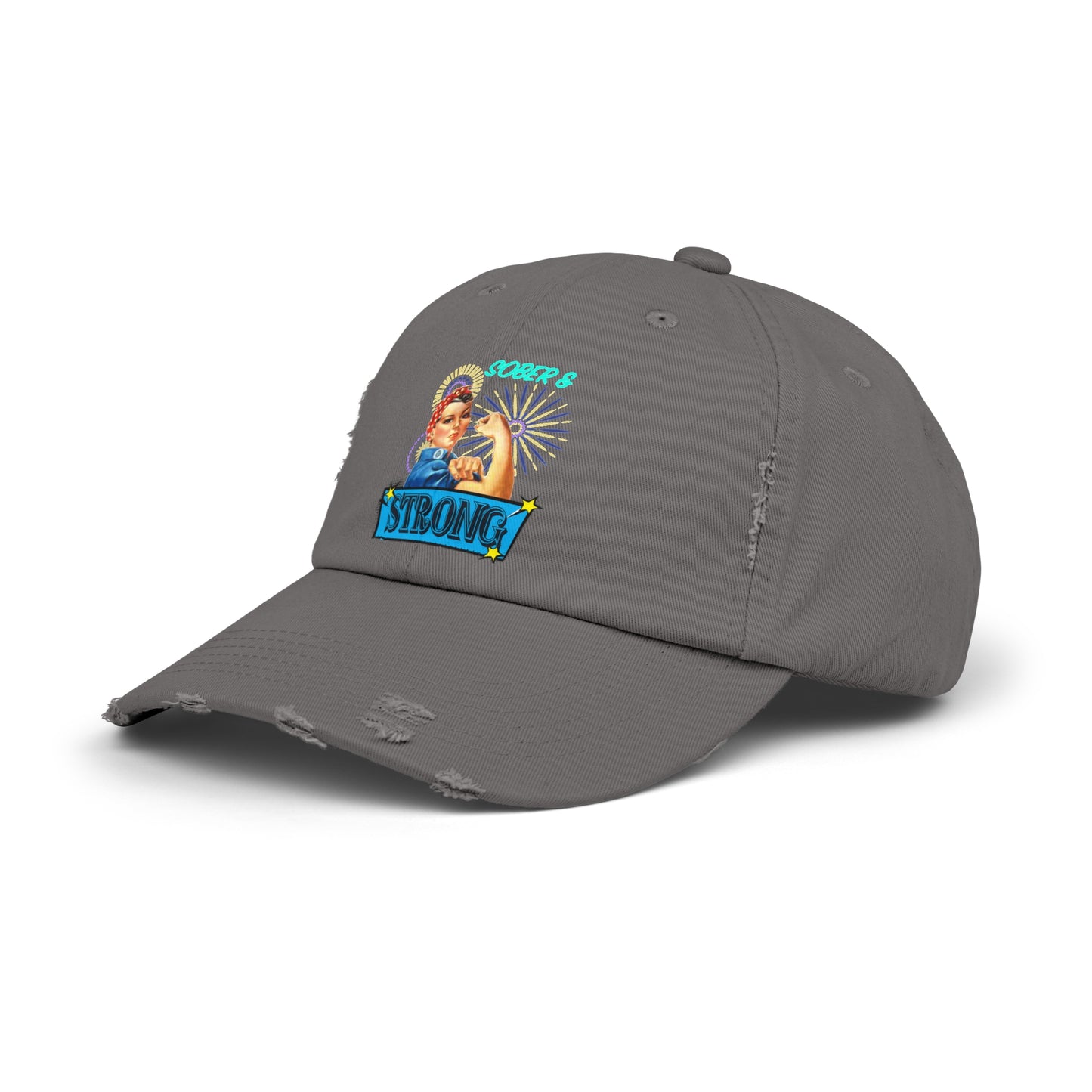 Sober and Strong Vintage Unisex Distressed Cap