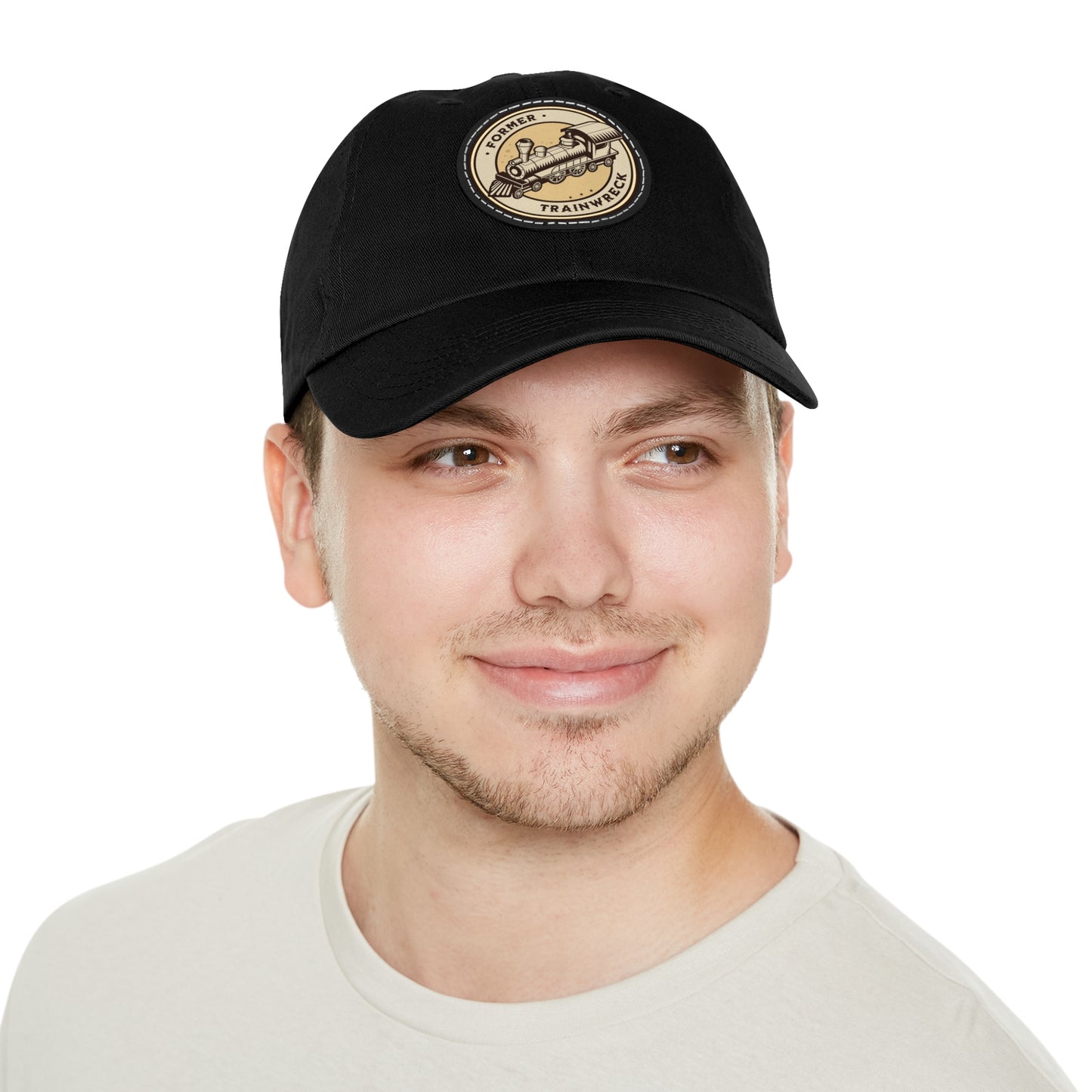 Trainwreck Dad Hat with Leather Patch (Round)