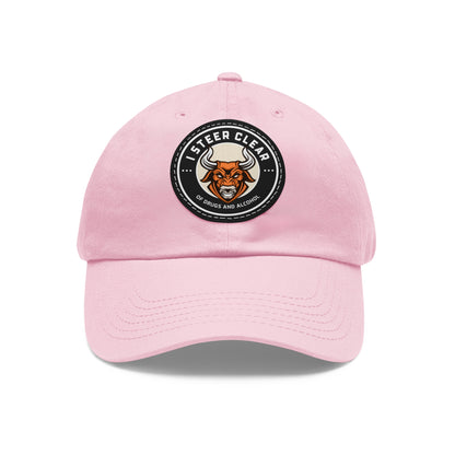 I Steer Clear Dad Hat with Leather Patch (Round)