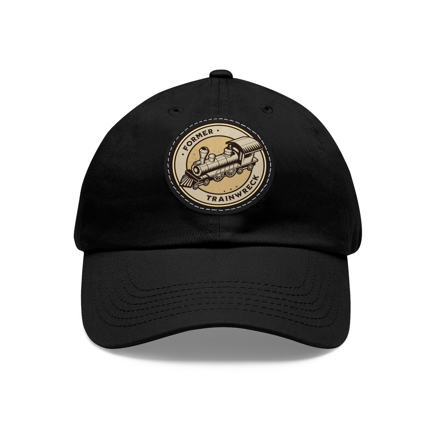 Trainwreck Dad Hat with Leather Patch (Round)