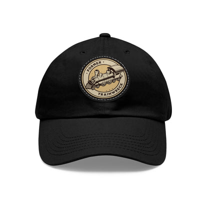 Trainwreck Dad Hat with Leather Patch (Round)