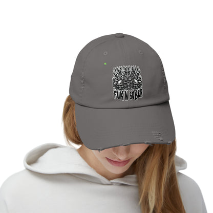 Fuk'n Sober Unisex Distressed Cap