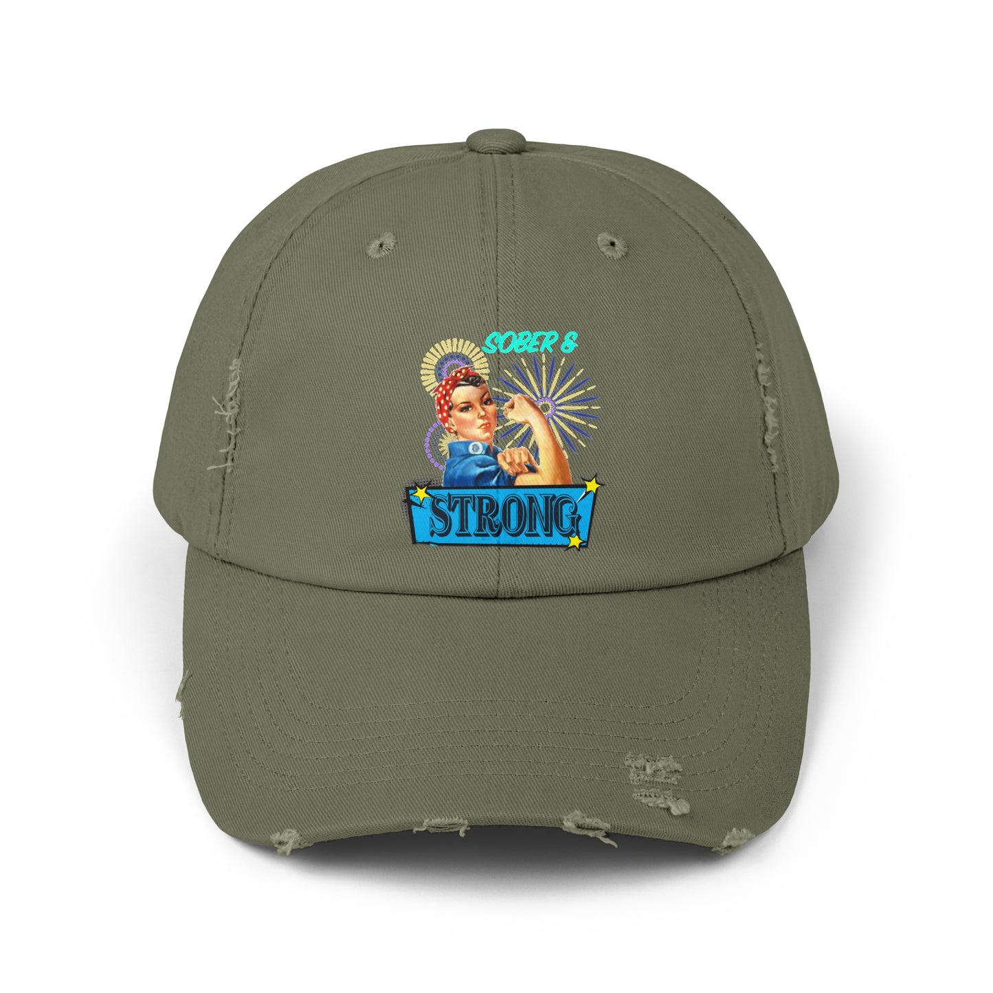 Sober and Strong Vintage Unisex Distressed Cap