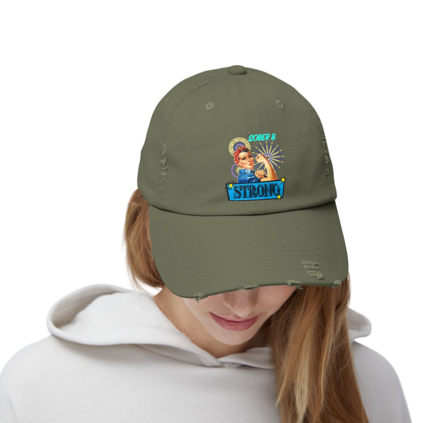 Sober and Strong Vintage Unisex Distressed Cap