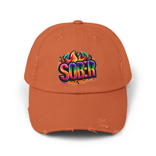 Sober Unisex Distressed Cap