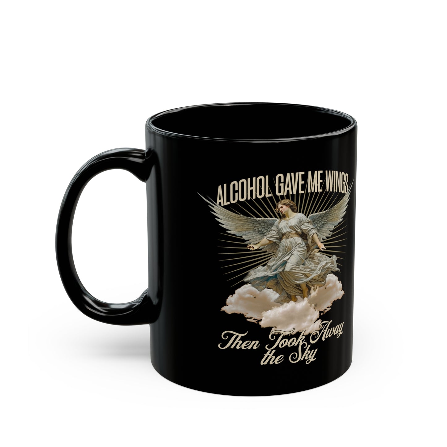 Alcohol Gave Me Wings Black Mug (11oz, 15oz)