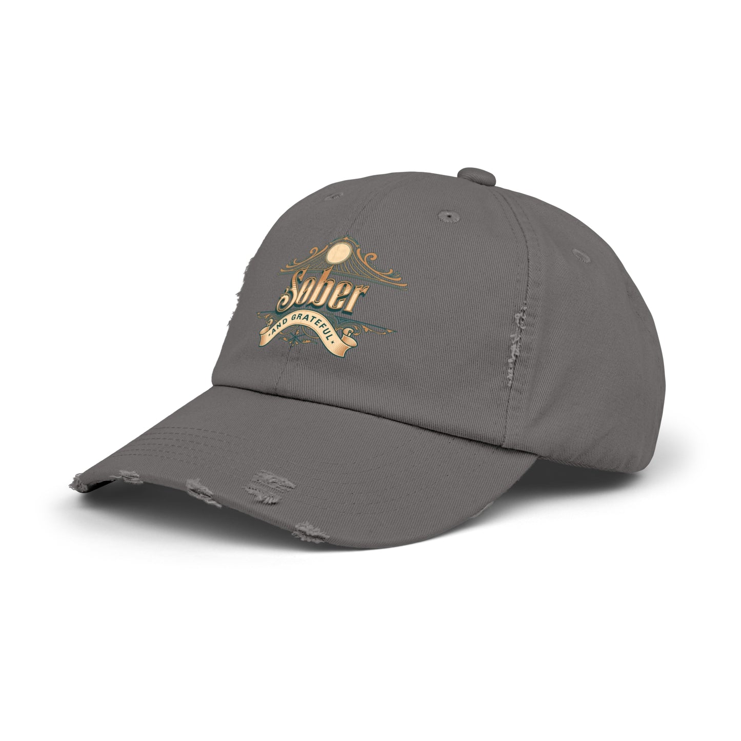 Sober and Grateful Unisex Distressed Cap