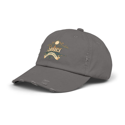 Sober and Grateful Unisex Distressed Cap