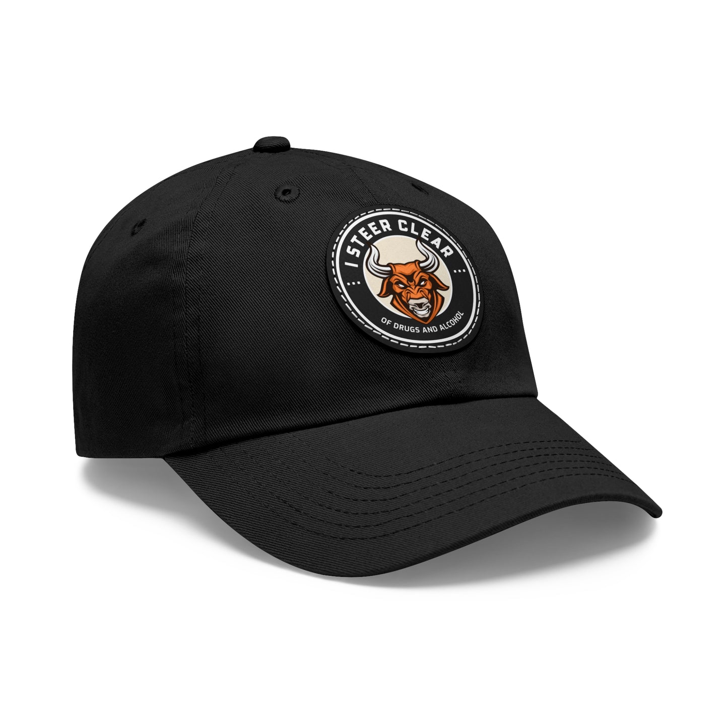 I Steer Clear Dad Hat with Leather Patch (Round)