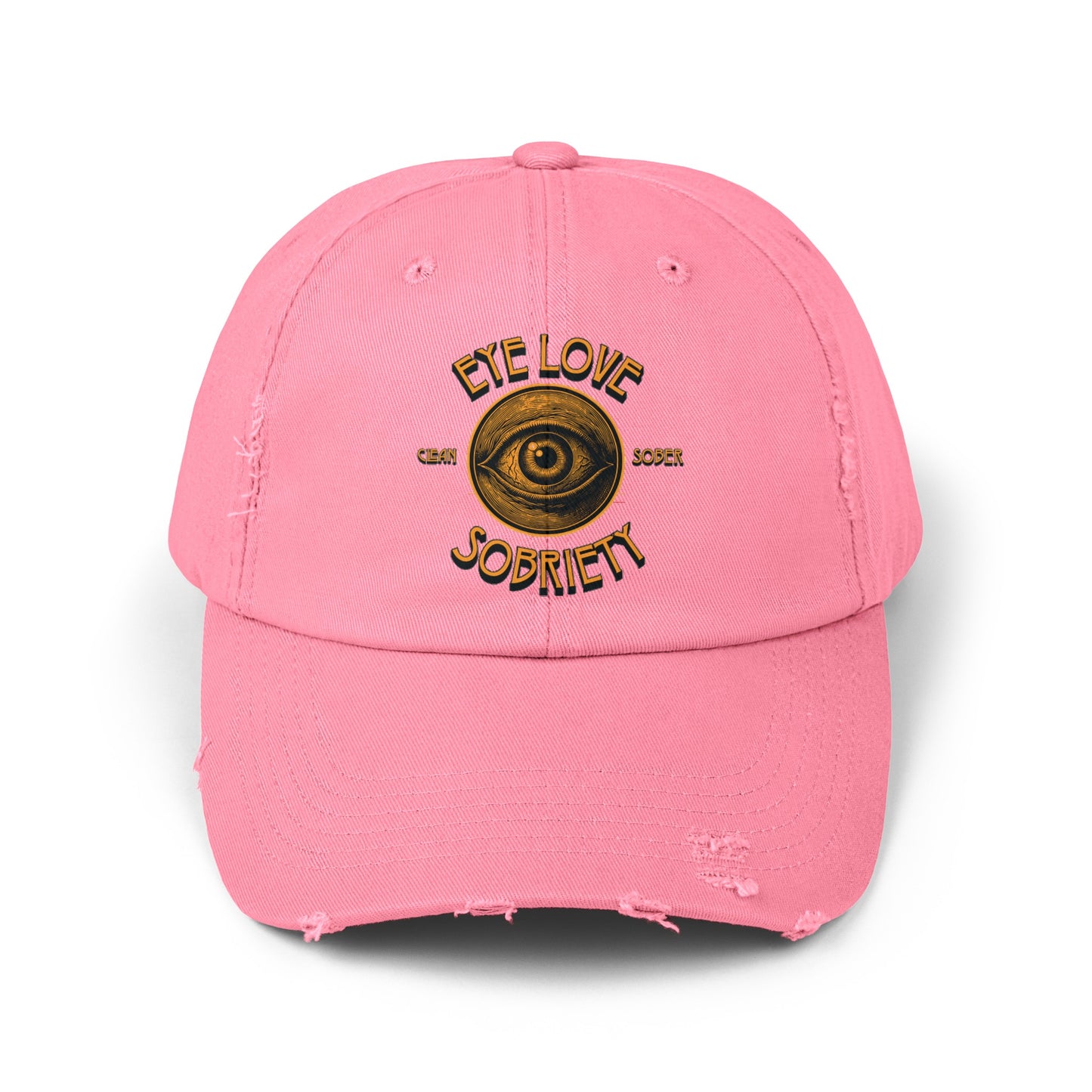 Eye Love Sobriety Unisex Distressed Cap
