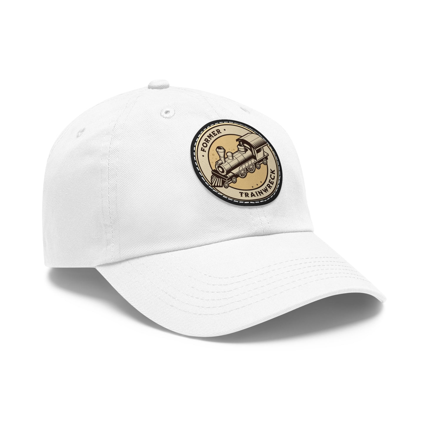Former Trainwreck Dad Hat with Leather Patch (Round)