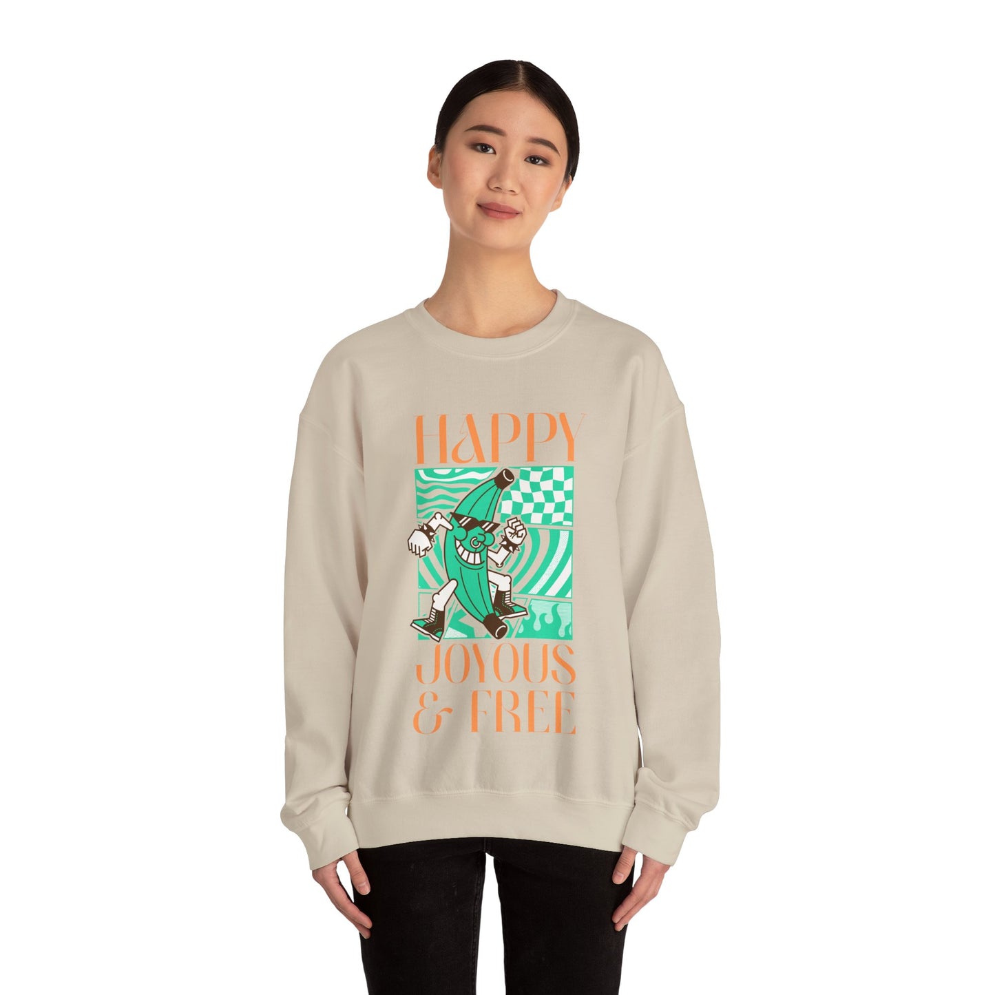 Happy Joyous and Free Unisex Heavy Blend™ Crewneck Sweatshirt