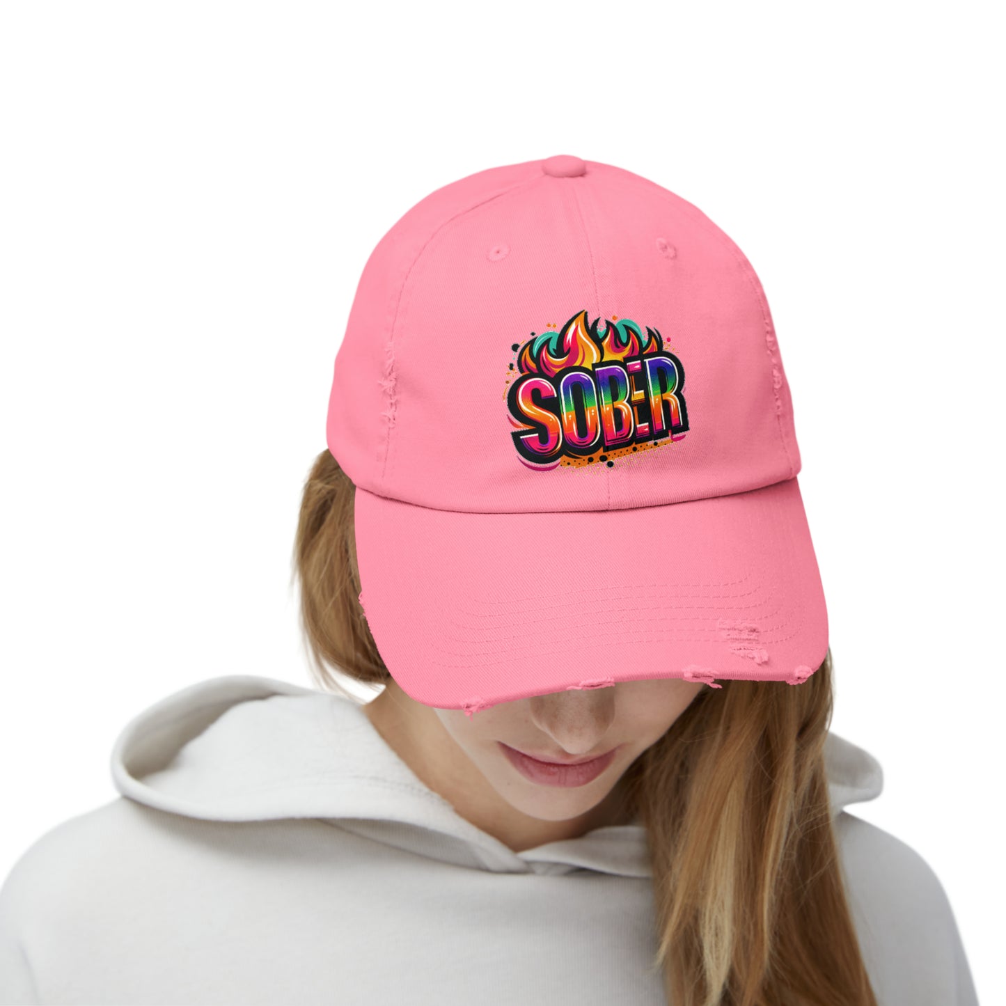 Sober Unisex Distressed Cap