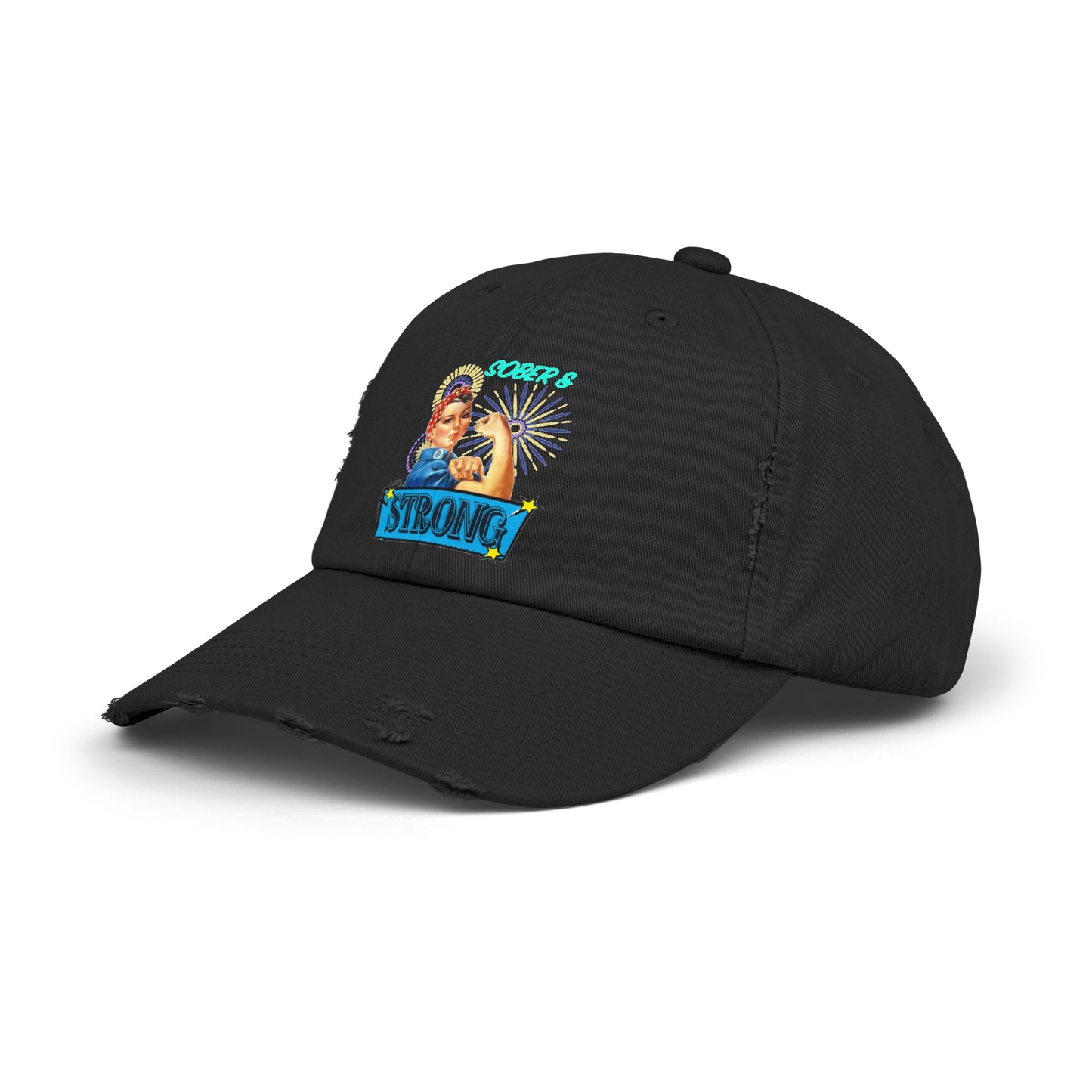 Sober and Strong Vintage Unisex Distressed Cap