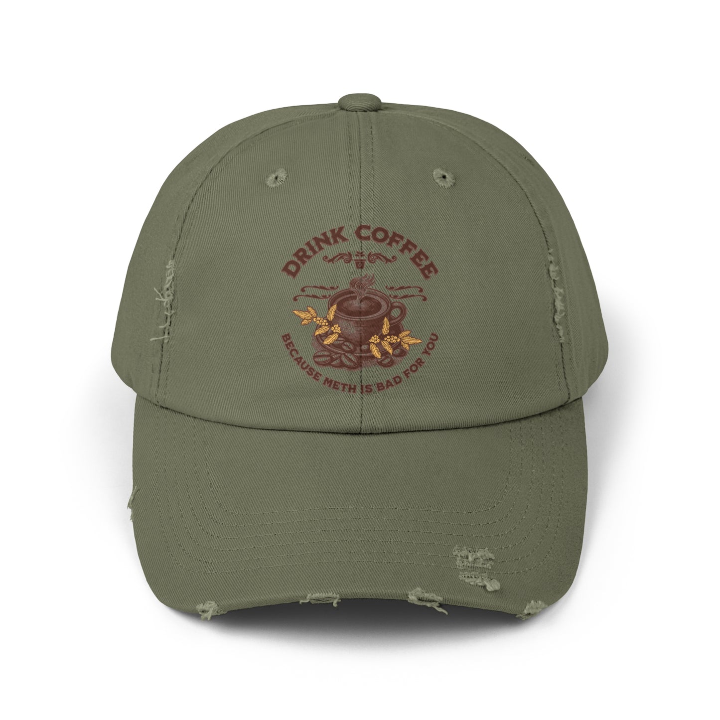 Coffee Unisex Distressed Cap