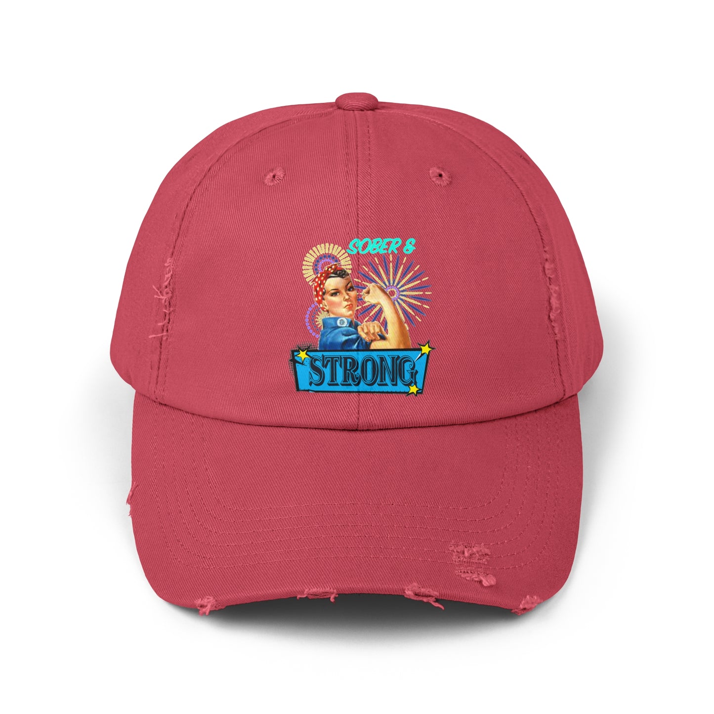 Sober and Strong Vintage Unisex Distressed Cap