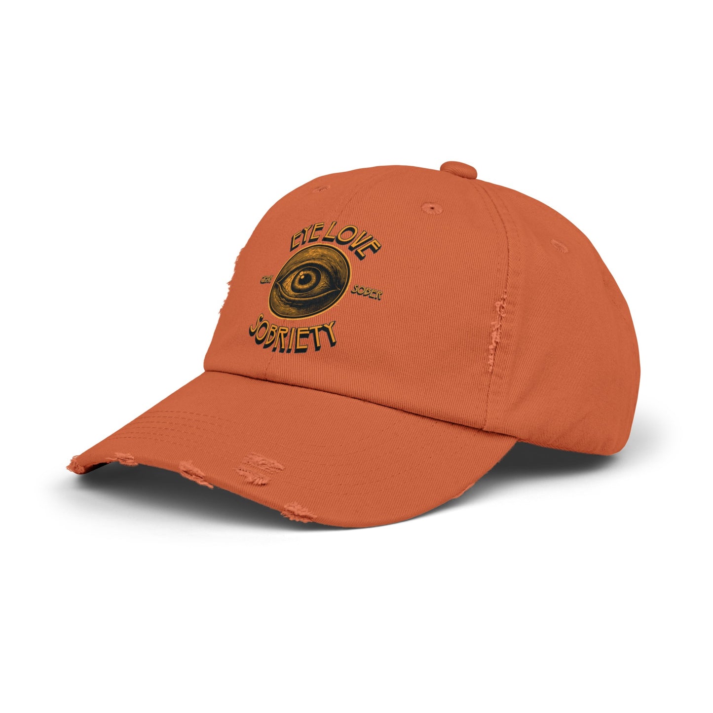 Eye Love Sobriety Unisex Distressed Cap