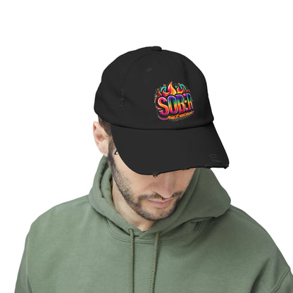 Sober Unisex Distressed Cap