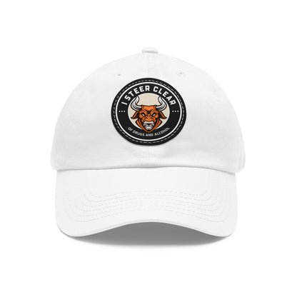 I Steer Clear Dad Hat with Leather Patch (Round)