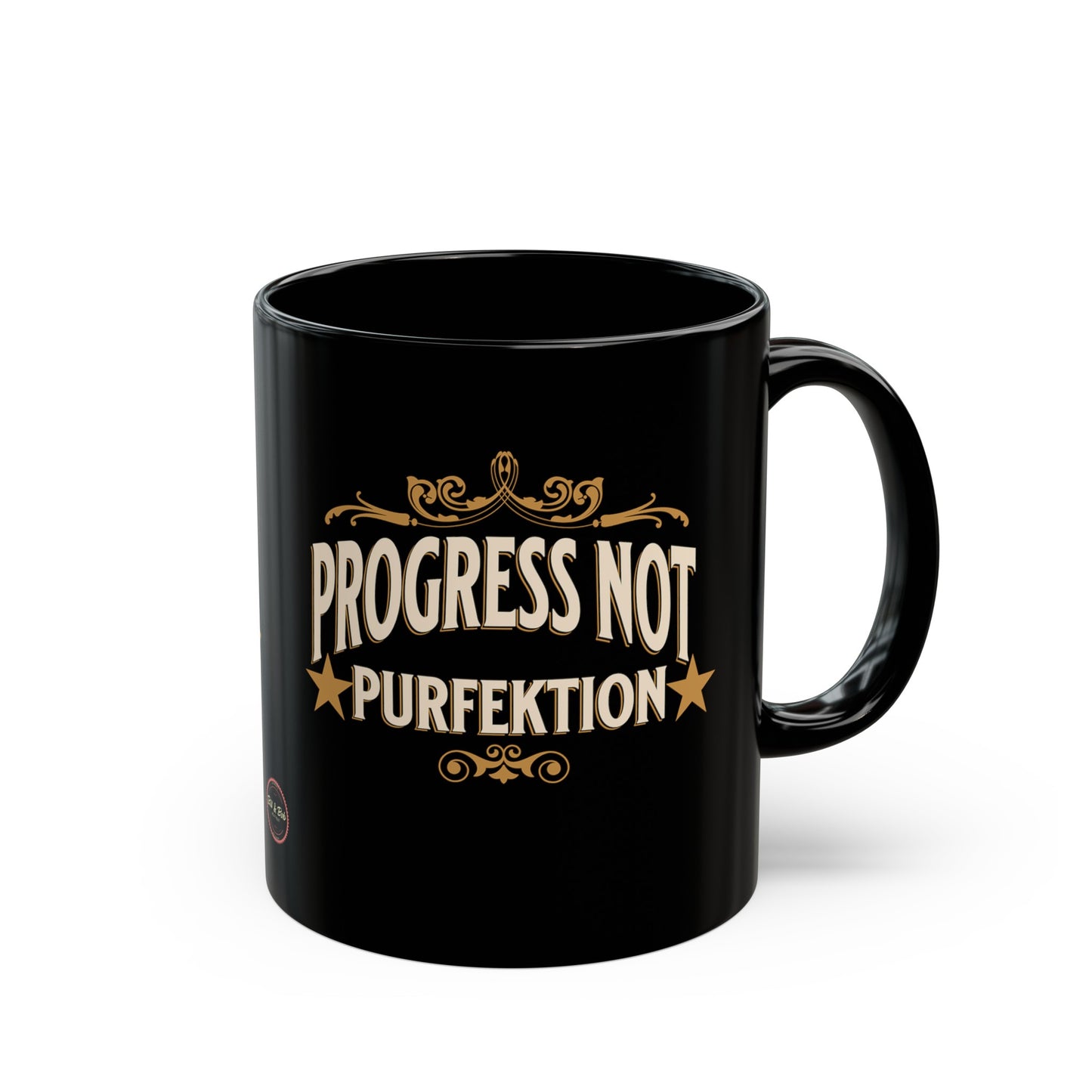 Progress Not Purfektion Fancy Black Mug (11oz, 15oz)