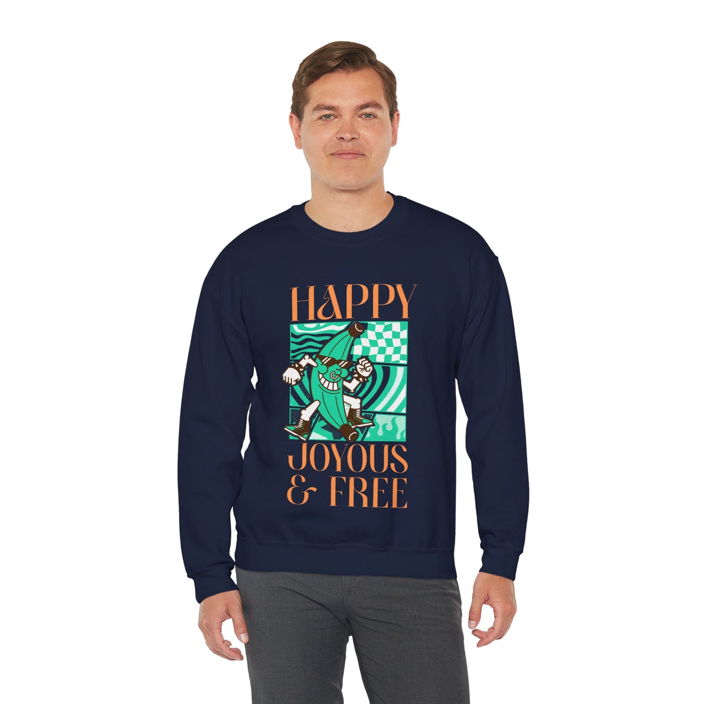 Happy Joyous and Free Unisex Heavy Blend™ Crewneck Sweatshirt