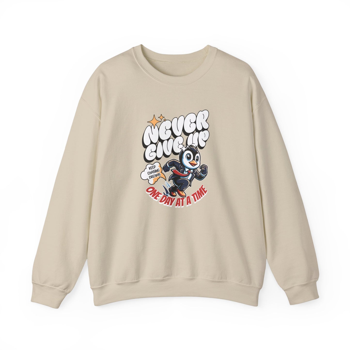 Never Give Up Unisex Heavy Blend™ Crewneck Sweatshirt