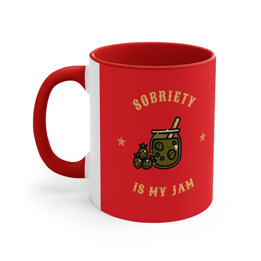 Sobriety is my Jam Accent Coffee Mug, 11oz