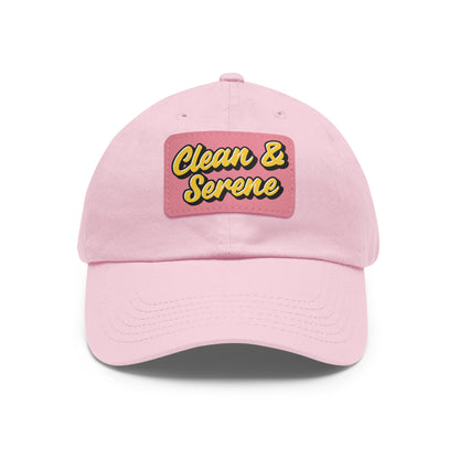 Clean and Serene Dad Hat with Leather Patch (Rectangle)