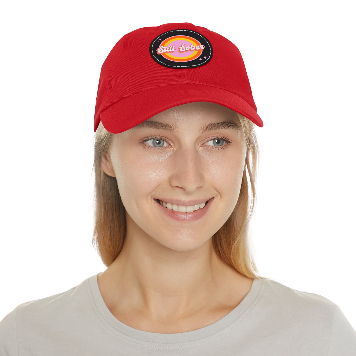 Still Sober Dad Hat with Leather Patch (Round)
