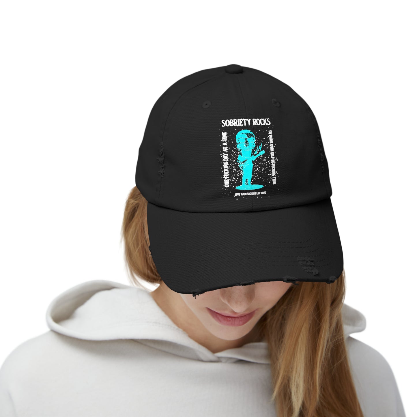 Sobriety Rocks Unisex Distressed Cap
